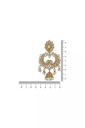 Gold Plated Traditional Meenakari Kundan & Stone Studded Chandbali Earrings For Women