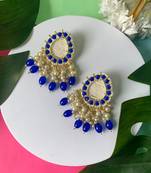 Gold Plated Traditional Kundan Studded Pearl Drop Earrings For Women/Girls 