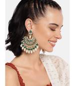 Gold Plated, Enamel Kundan Stones & Pearl Earrings For Women