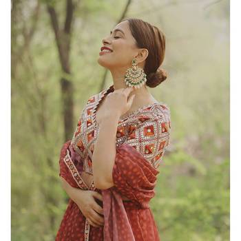 Gold Plated, Enamel Kundan Stones & Pearl Earrings For Women 2