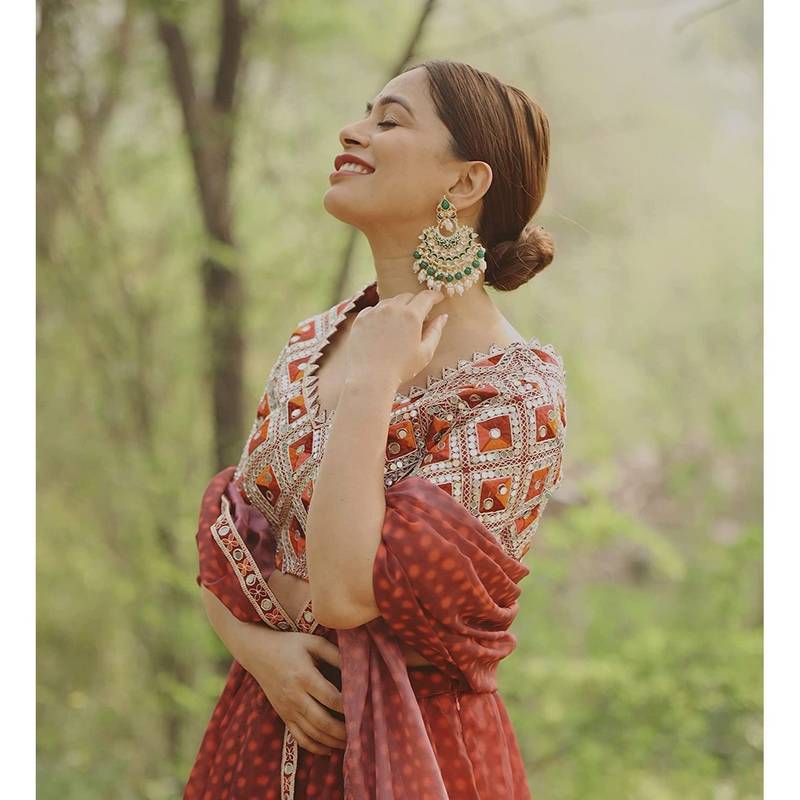 Gold Plated, Enamel Kundan Stones & Pearl Earrings For Women