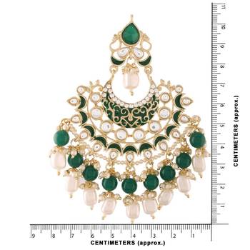 Gold Plated, Enamel Kundan Stones & Pearl Earrings For Women 5