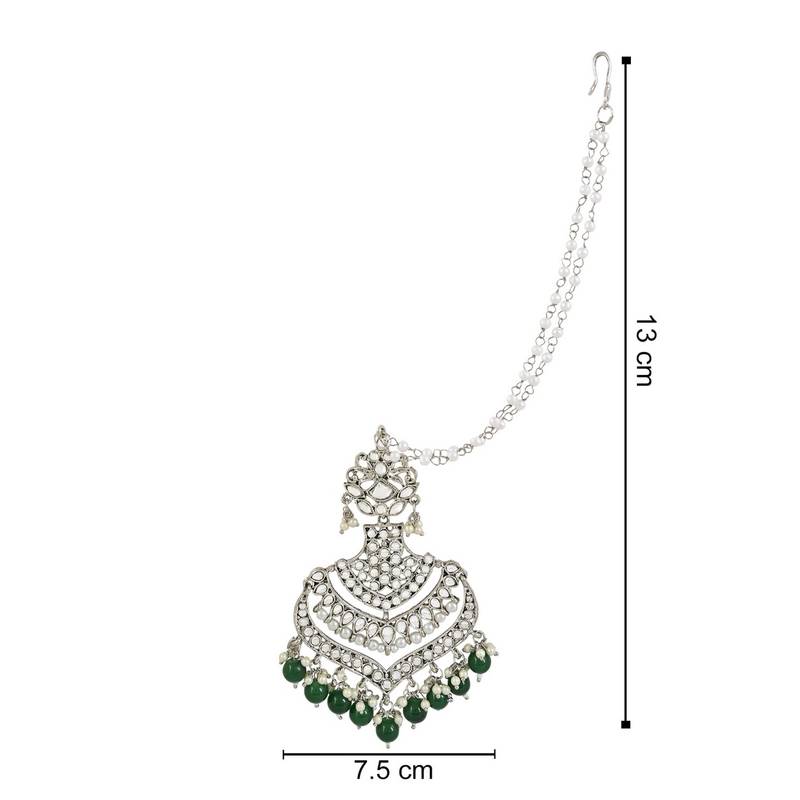 Navratri Ethnic Silver Plated Kundan Meenakari Pearl Hanging With Ear chain earrings for women/Girls 