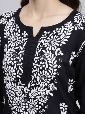 hand embroidered black modal lucknowi chikankari top 4