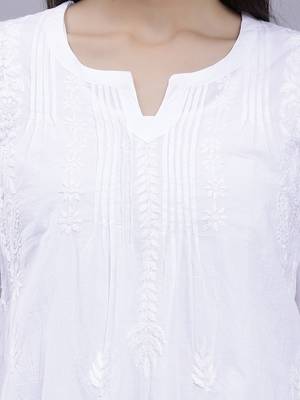 hand embroidered white cotton lucknowi chikankari top 5