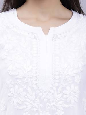 hand embroidered white crepe lucknowi chikankari top 5