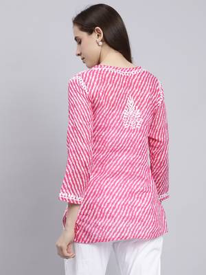hand embroidered pink cotton lucknowi chikankari top 2