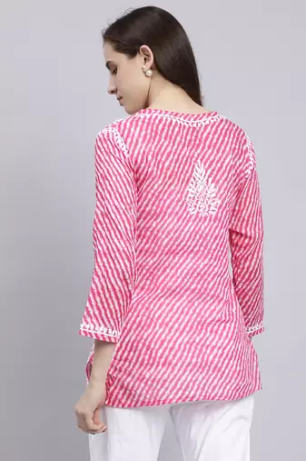hand embroidered pink cotton lucknowi chikankari top