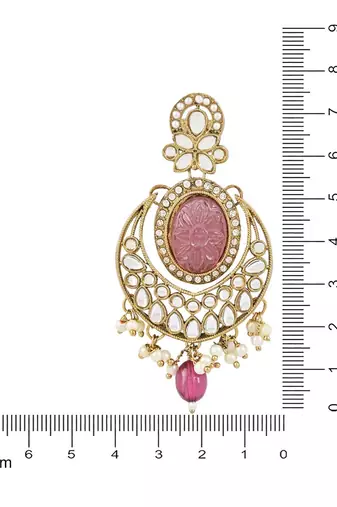 Gold Plated Traditional Pearl Kundan Stone Chandbali Earring For Women/Girls 