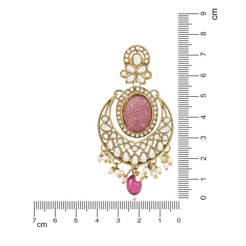Gold Plated Traditional Pearl Kundan Stone Chandbali Earring For Women/Girls 