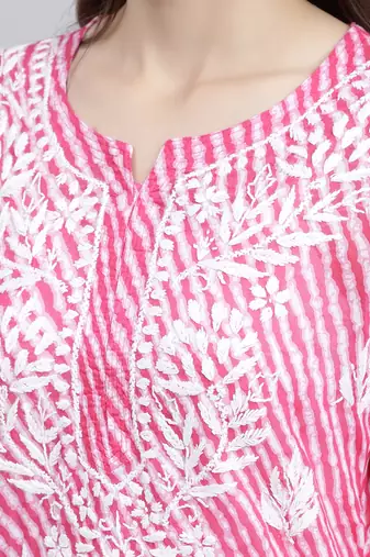 hand embroidered pink cotton lucknowi chikankari top