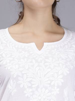 hand embroidered white cotton lucknowi chikankari top 5