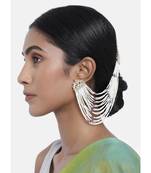 Gold Plated Multi Strand Earring with Ear Chain Embellished With Pearl For Women/Girls 