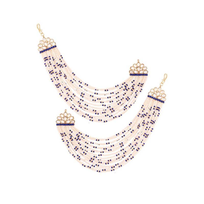 Gold Plated Multi Strand Earring with Ear Chain Embellished With Pearl For Women/Girls 