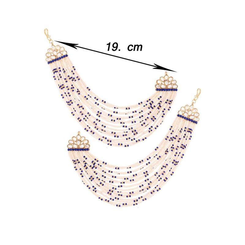 Gold Plated Multi Strand Earring with Ear Chain Embellished With Pearl For Women/Girls 