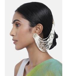 Gold Plated Multi Strand Earring with Ear Chain Embellished With Pearl For Women/Girls 
