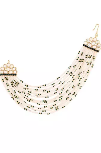 Gold Plated Multi Strand Earring with Ear Chain Embellished With Pearl For Women/Girls 
