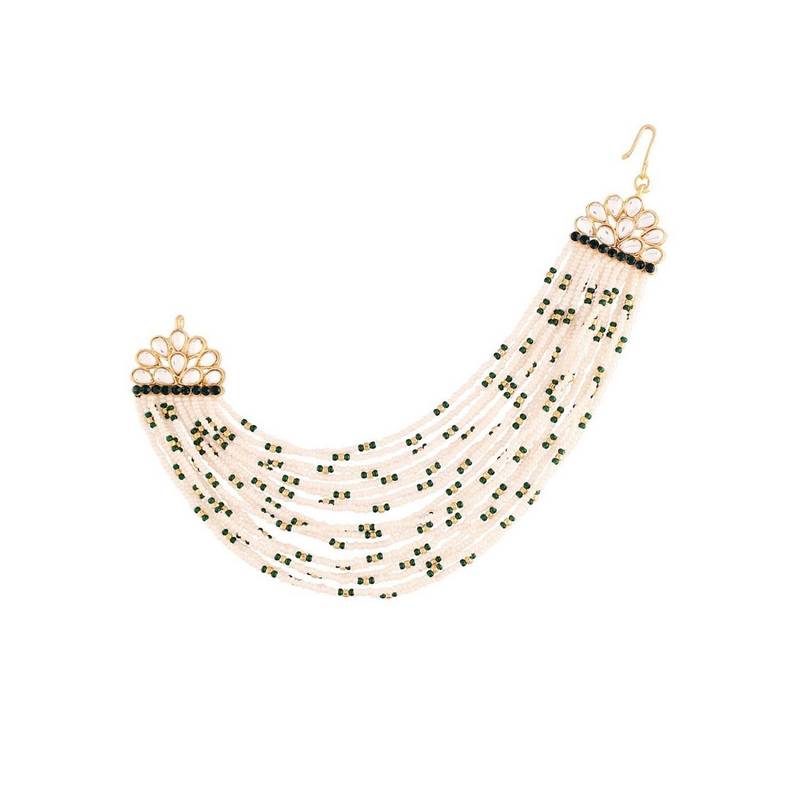 Gold Plated Multi Strand Earring with Ear Chain Embellished With Pearl For Women/Girls 