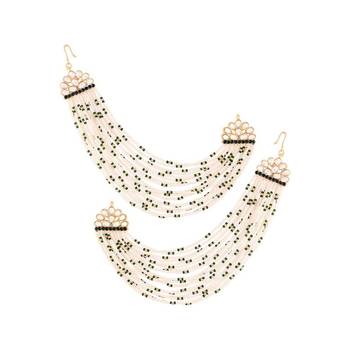 Gold Plated Multi Strand Earring with Ear Chain Embellished With Pearl For Women/Girls  4