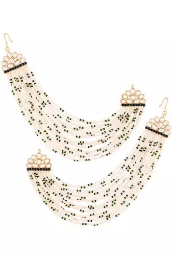 Gold Plated Multi Strand Earring with Ear Chain Embellished With Pearl For Women/Girls 