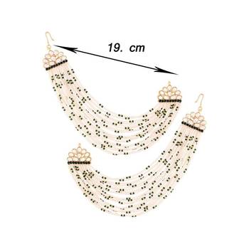 Gold Plated Multi Strand Earring with Ear Chain Embellished With Pearl For Women/Girls  5