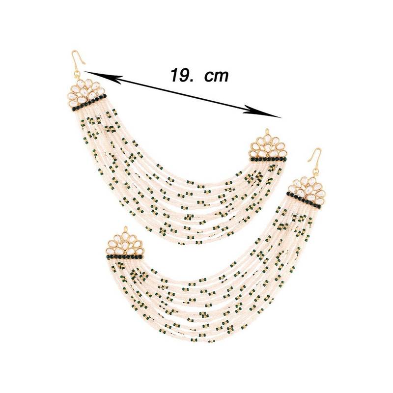 Gold Plated Multi Strand Earring with Ear Chain Embellished With Pearl For Women/Girls 