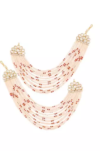 Gold Plated Multi Strand Earring with Ear Chain Embellished With Pearl For Women/Girls 