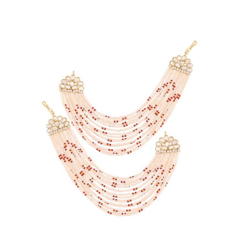 Gold Plated Multi Strand Earring with Ear Chain Embellished With Pearl For Women/Girls 