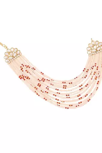 Gold Plated Multi Strand Earring with Ear Chain Embellished With Pearl For Women/Girls 