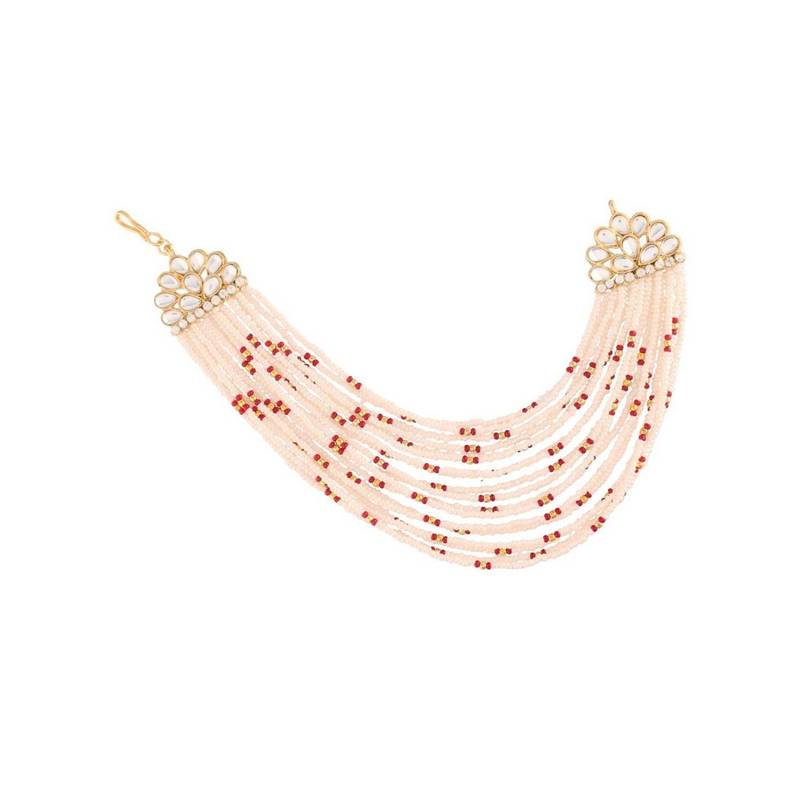 Gold Plated Multi Strand Earring with Ear Chain Embellished With Pearl For Women/Girls 