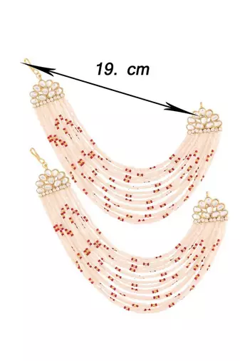 Gold Plated Multi Strand Earring with Ear Chain Embellished With Pearl For Women/Girls 