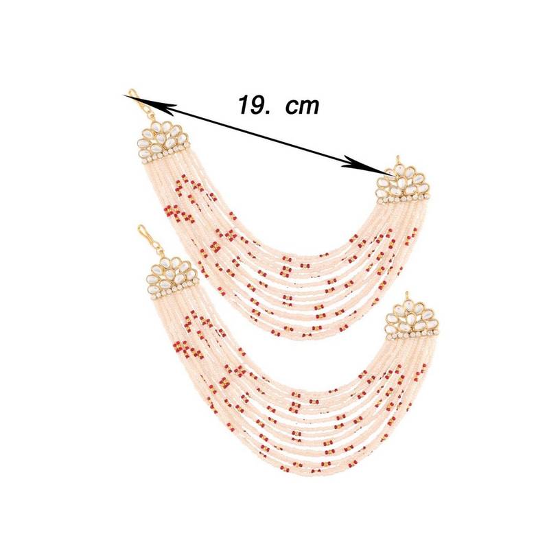 Gold Plated Multi Strand Earring with Ear Chain Embellished With Pearl For Women/Girls 