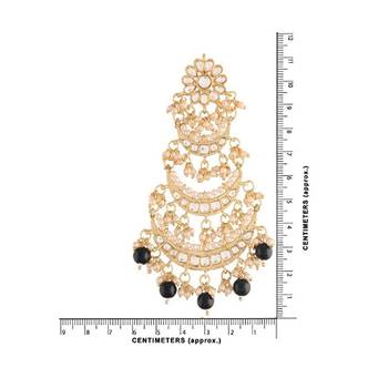 Gold Plated 3 Layered Beaded Chandbali Earrings with Kundan and Pearl Work for Women  3