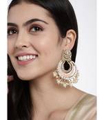 Gold Plated Enamel/Meenakari Big Chandbali Earrings Glided With Kundan & Pearl for Women 