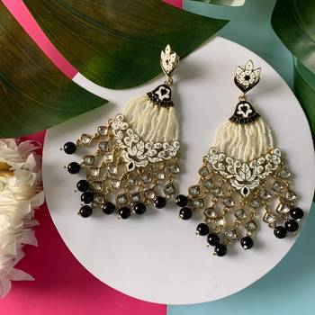 Gold Plated Traditional Handcrafted Meena Work Earring Glided With Kundan & Pearls  1