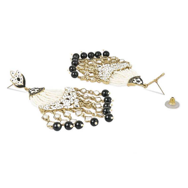 Gold Plated Traditional Handcrafted Meena Work Earring Glided With Kundan & Pearls 