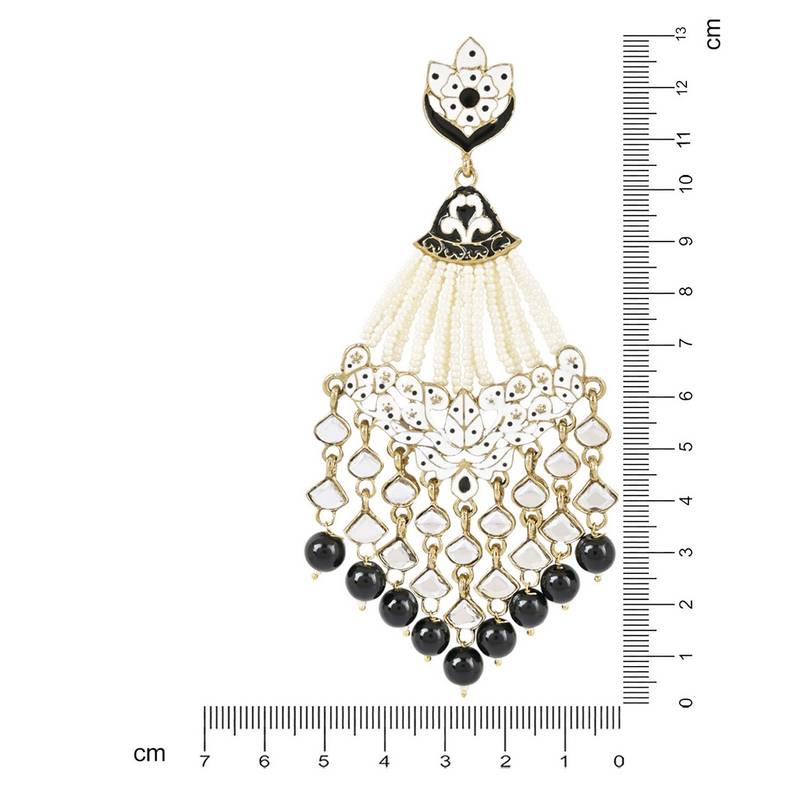 Gold Plated Traditional Handcrafted Meena Work Earring Glided With Kundan & Pearls 