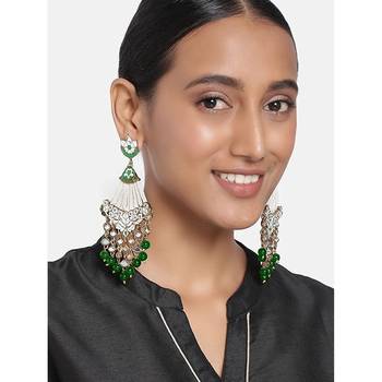 Gold Plated Traditional Handcrafted Meena Work Earring Glided With Kundan & Pearls (E2792G) 2
