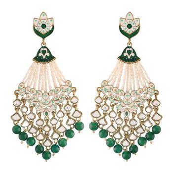 Gold Plated Traditional Handcrafted Meena Work Earring Glided With Kundan & Pearls (E2792G) 3