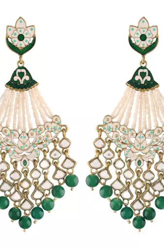 Gold Plated Traditional Handcrafted Meena Work Earring Glided With Kundan & Pearls (E2792G)