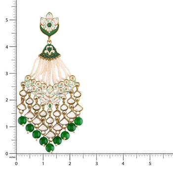 Gold Plated Traditional Handcrafted Meena Work Earring Glided With Kundan & Pearls (E2792G) 4