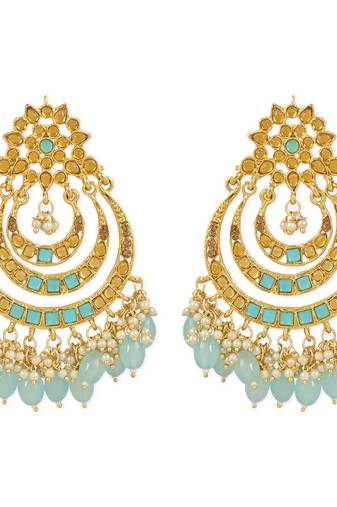 Gold Plated Traditional Stone Studed Chandbali Earring For Women/Girls (E2633Sb)