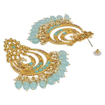Gold Plated Traditional Stone Studed Chandbali Earring For Women/Girls  3