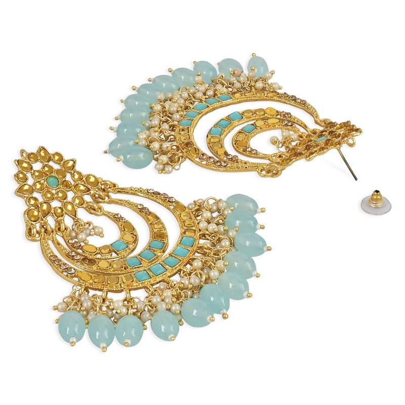 Gold Plated Traditional Stone Studed Chandbali Earring For Women/Girls 