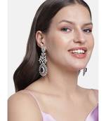 Rhodium Plated American Diamond Sparkling Dangle Earrings for Women 
