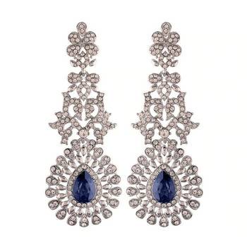 Rhodium Plated American Diamond Sparkling Dangle Earrings for Women  2