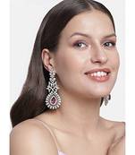 Rhodium Plated American Diamond Sparkling Dangle Earrings for Women 