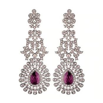 Rhodium Plated American Diamond Sparkling Dangle Earrings for Women  3