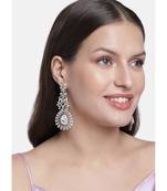 Rhodium Plated American Diamond Sparkling Dangle Earrings for Women 