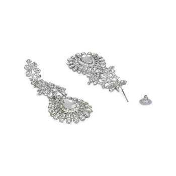 Rhodium Plated American Diamond Sparkling Dangle Earrings for Women  3